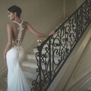 NWT Alon Livné White Dorian Lace Bodice with V-neck Lace Pie Ivory Wedding Dress